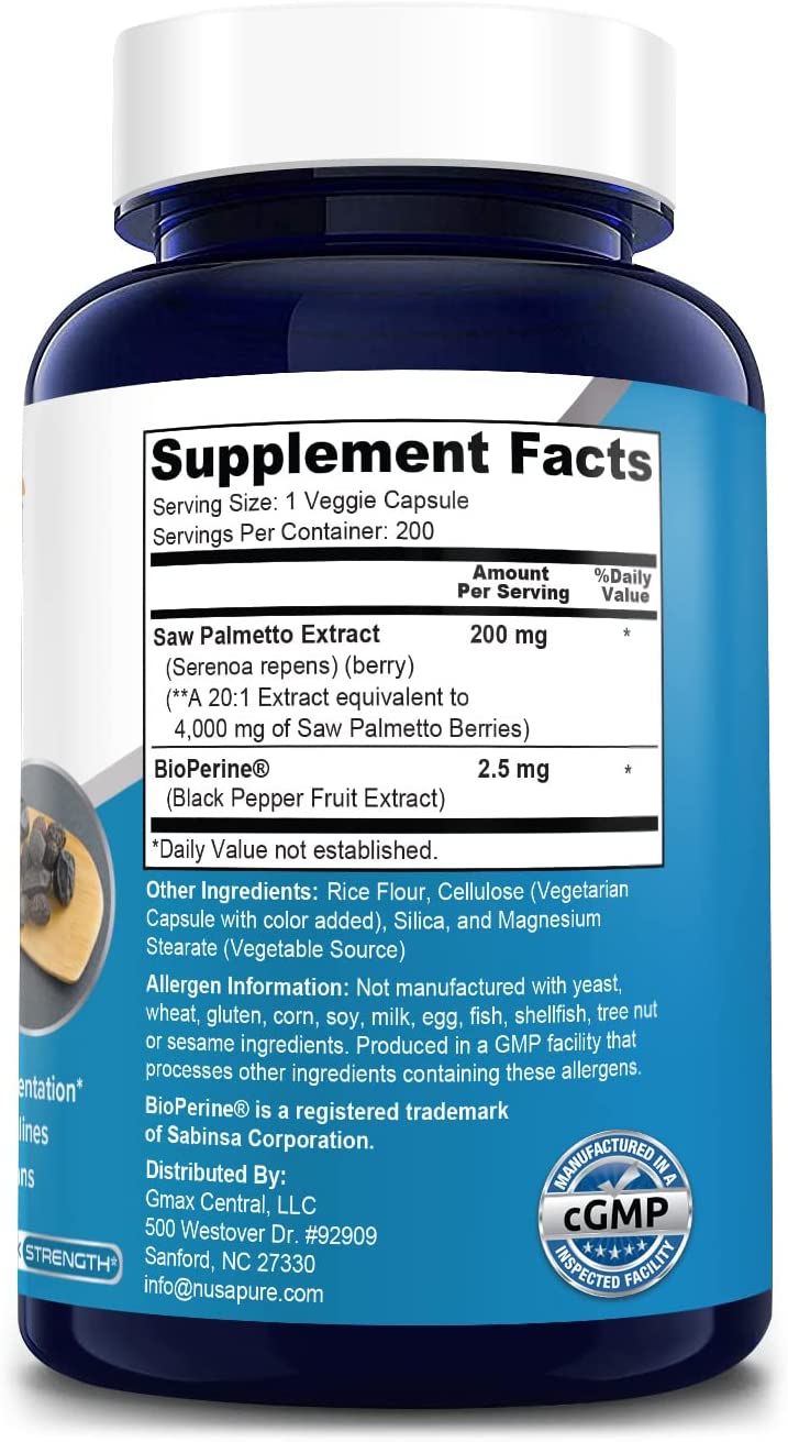 SAW PALMETTO NUSAPURE 4000 MG 200 CAPSULAS VEGETALES