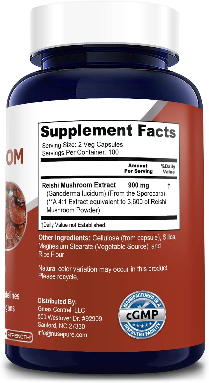 HONGOS REISHI NUSAPURE 3600 MG 200 CAPSULAS VEGETALES MUSHROOM