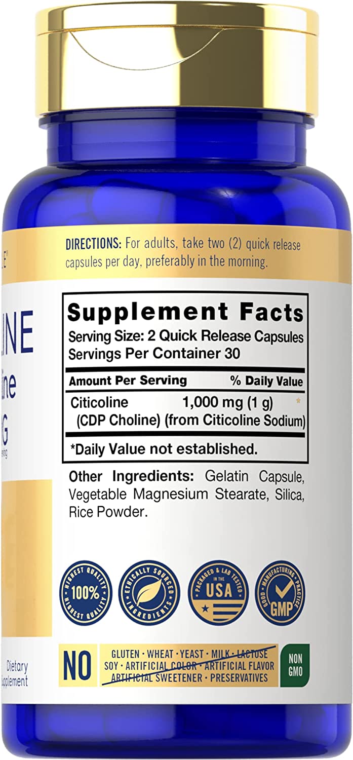 CITICOLINA CDP COLINA CARLYLE 1,000 MG 60 CAPSULAS SIN GMO