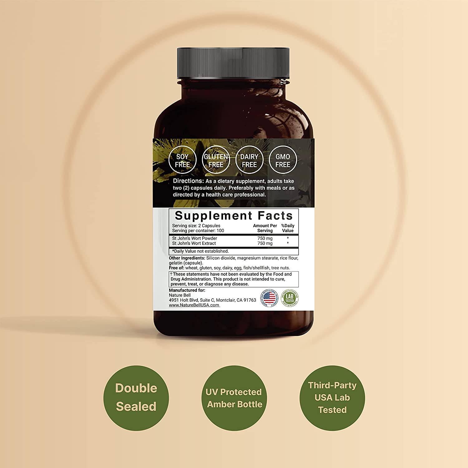 HIERBA DE SAN JUAN NATUREBELL 1,500 MG 200 CAPSULAS ST JHONS WORT