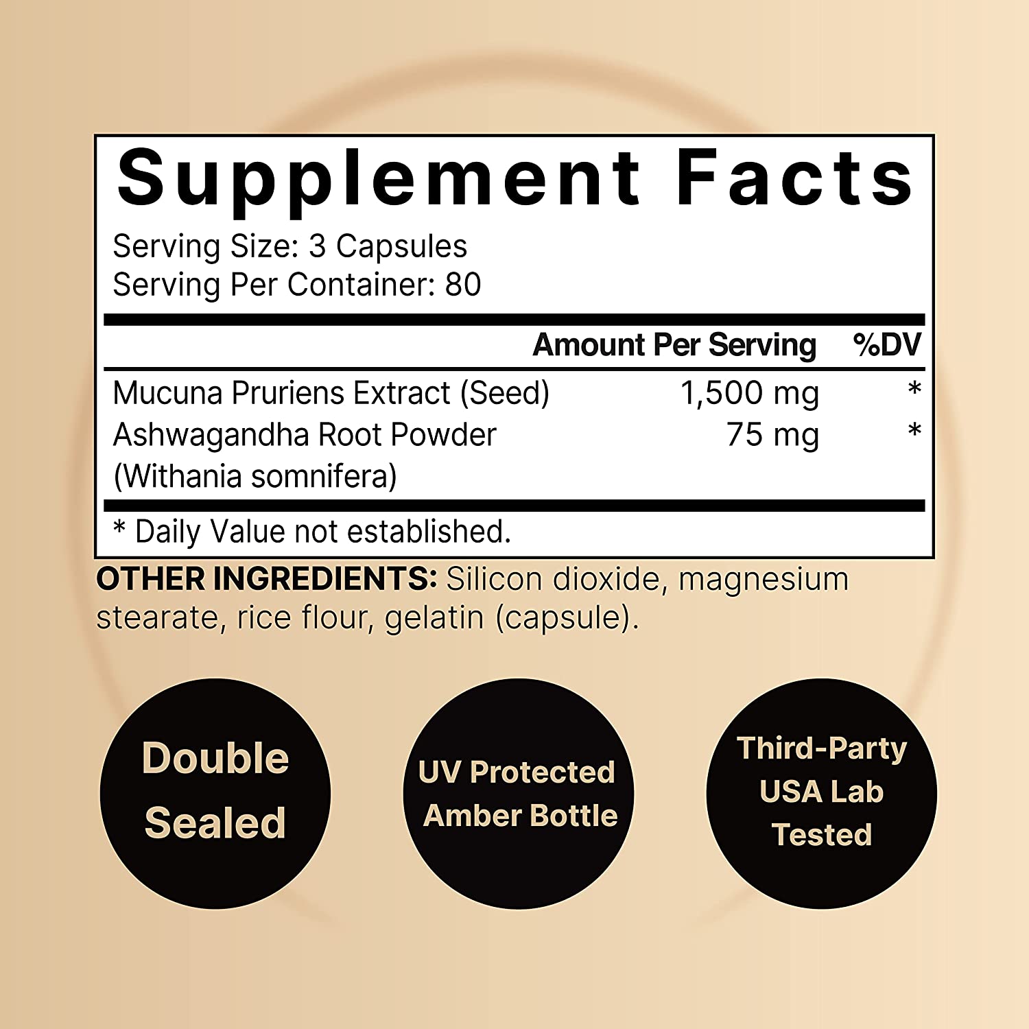 MUCUNA PRURIENS CON ASHWAGANDHA NATUREBELL 1500 MG 240 CAPSULAS