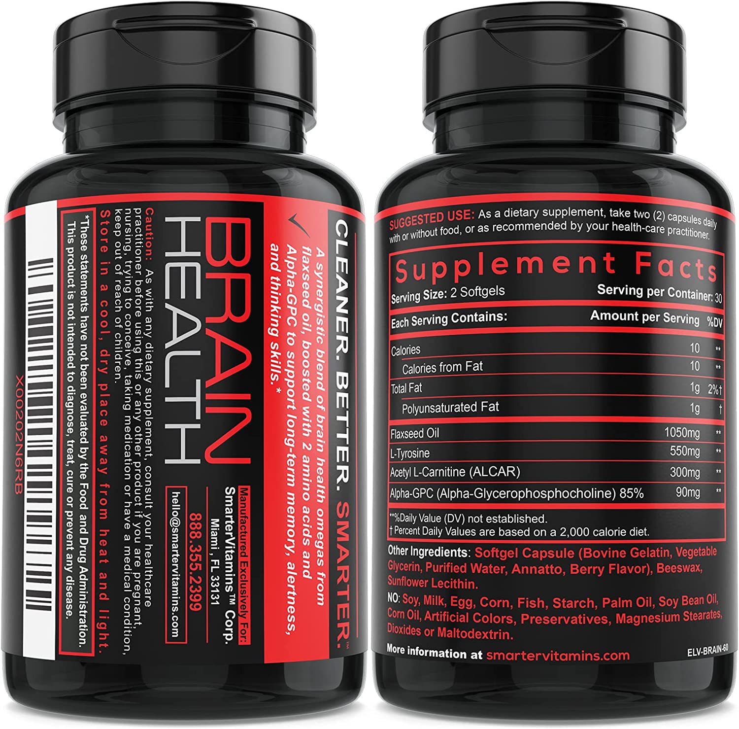 ESTIMULADOR DEL CEREBRO 1992 MG (ACEITE DE LINAZA 1550 MG) 60 CAPSULAS BLANDAS SMARTERVITAMINS BRAIN BOOSTER