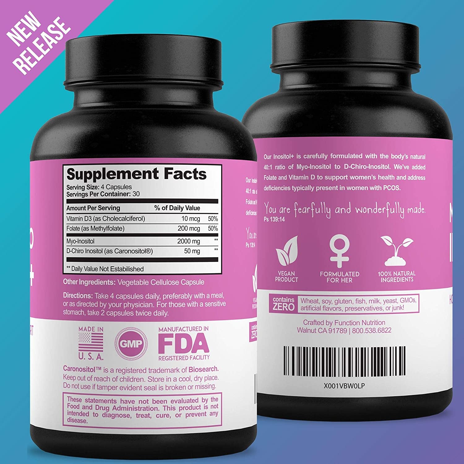 MYO DCHIRO INOSITOL 2050 MG CON VITAMINA D3 10 MCG 120 CAPSULAS VEGANO OPTIFY