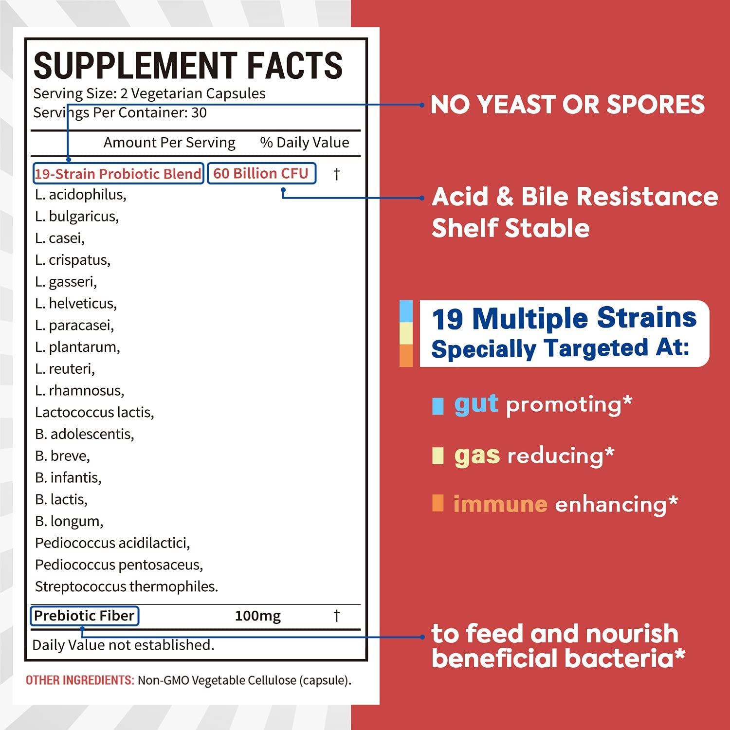 PROBIOTICOS 19 CEPAS 60 BILLONES CFU 60 CAPSULAS VEGETALES SUREBOUNTY