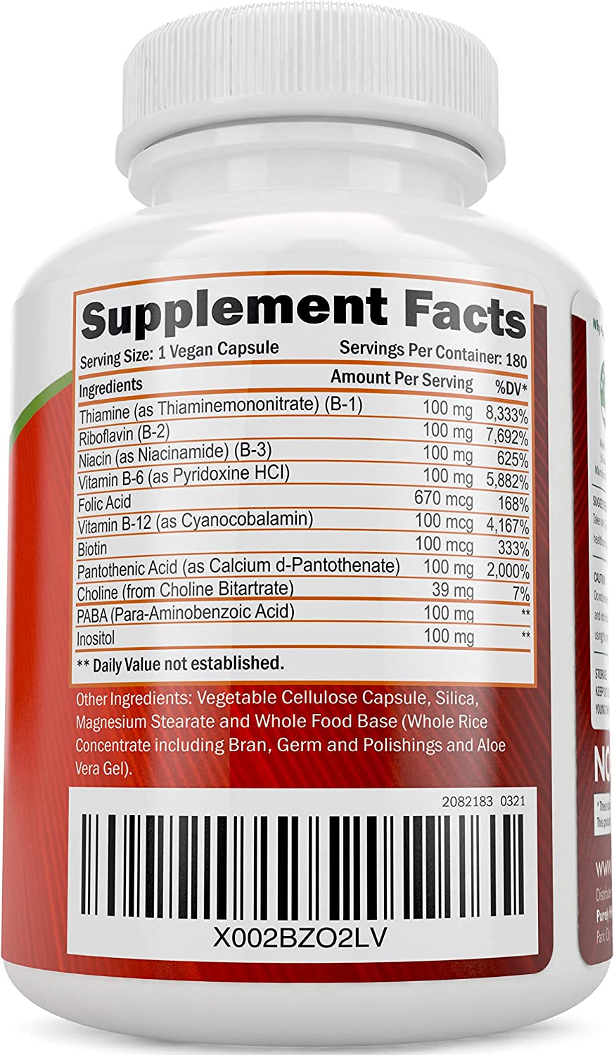 VITAMINA B COMPLEX SUPER COMPLEJO B 180 CAPSULAS PURELY HOLISTIC