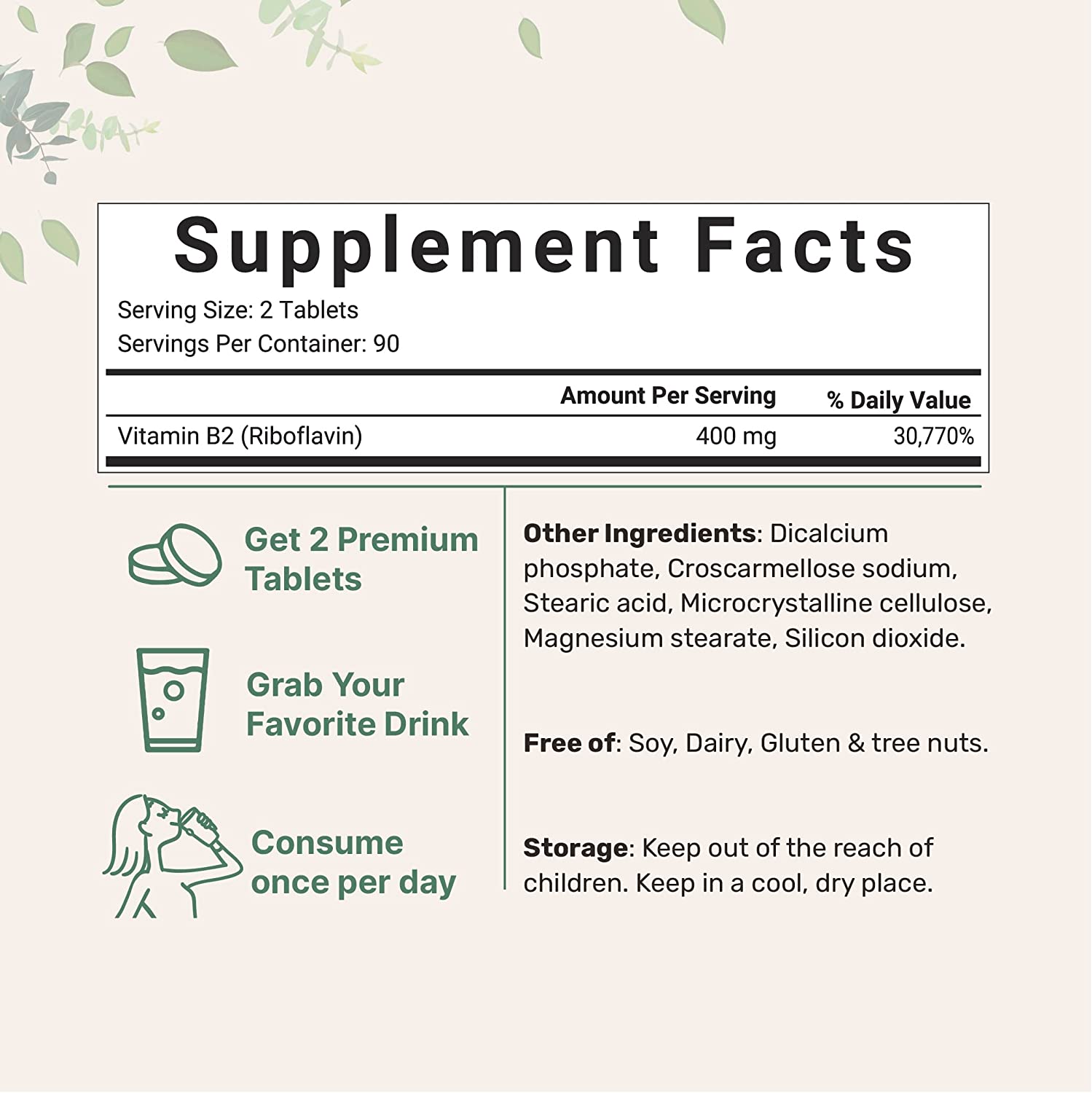 VITAMINA B2 MICROINGREDIENTS 400 MG 180 TABLETAS SIN GMO