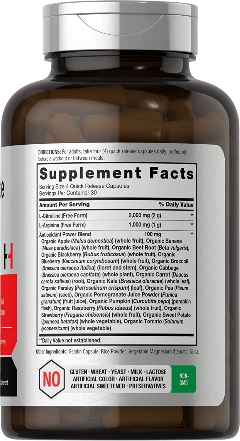 ÓXIDO NITRICO HORBAACH 3000 MG 120 CAPSULAS SIN GMO NITRIC OXIDE