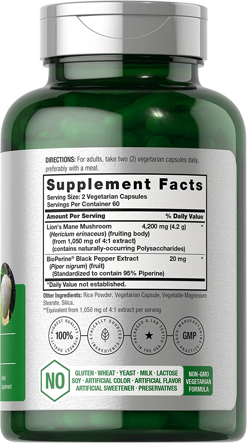 MELENA DE LEÓN HORBAACH 4200 MG 120 CAPSULAS SIN GMO LION'S MANE