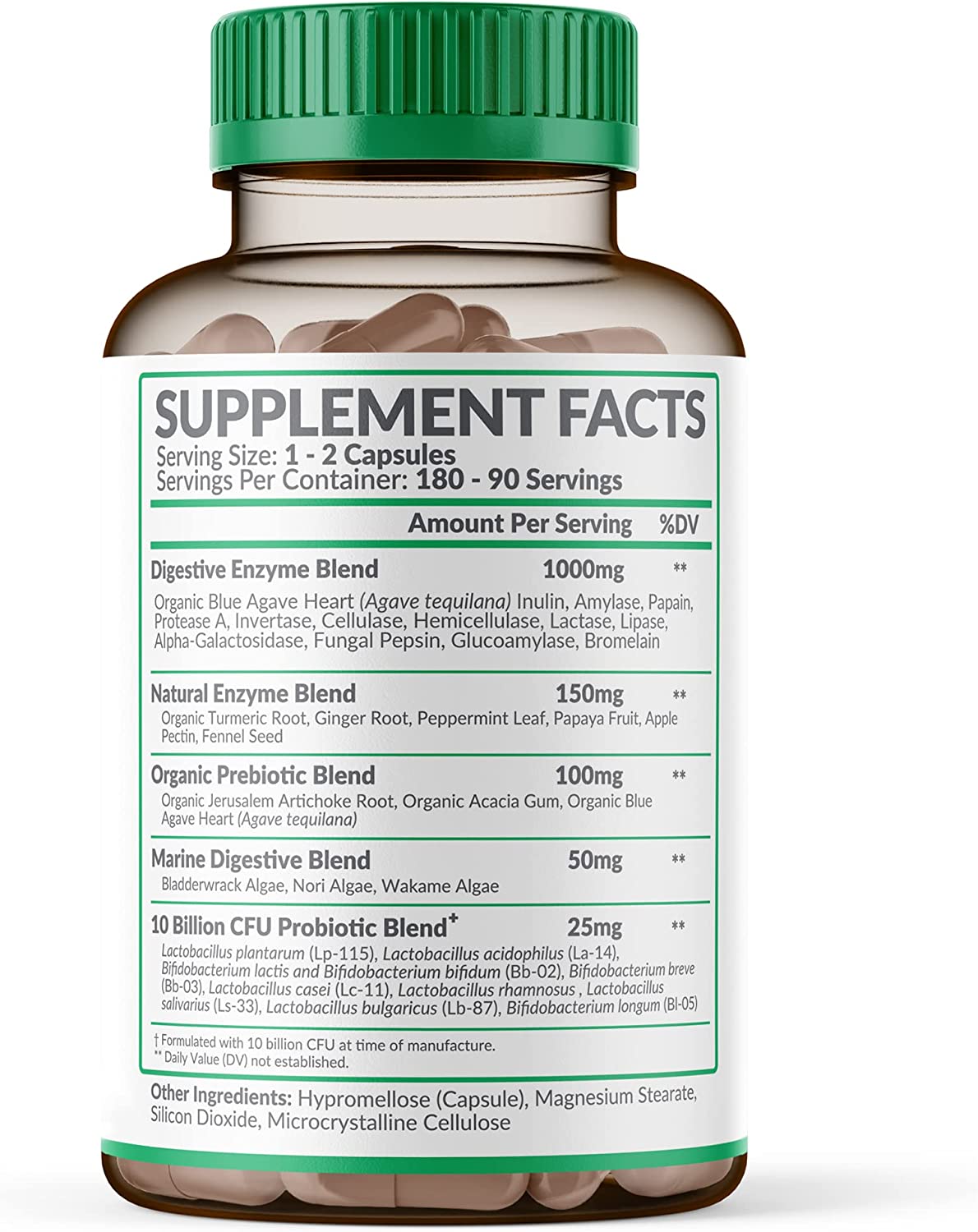 ENZIMAS DIGESTIVAS 1,000 MG 180 CAPSULAS VEGETALES WHOLESOME WELLNESS