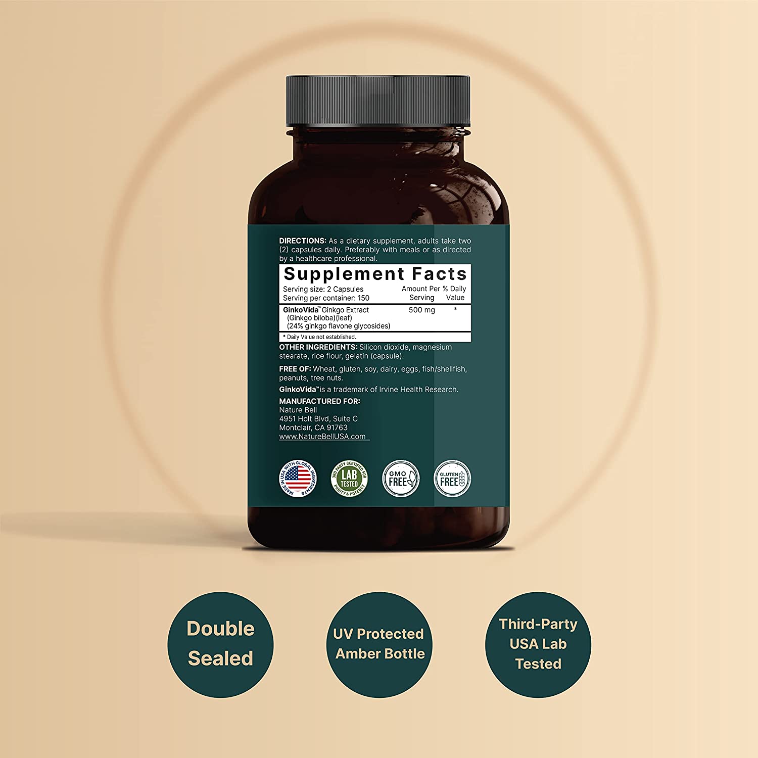 GINKGO BILOBA 500 MG 300 CAPSULAS NATUREBELL