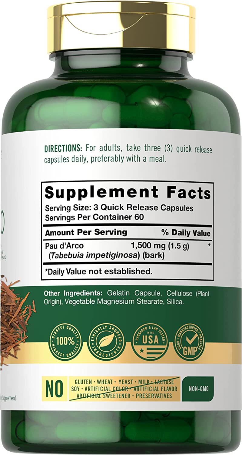 PALO DE ARCO CARLYLE 1500 MG 180 CAPSULAS SIN GMO PAU D ARCO