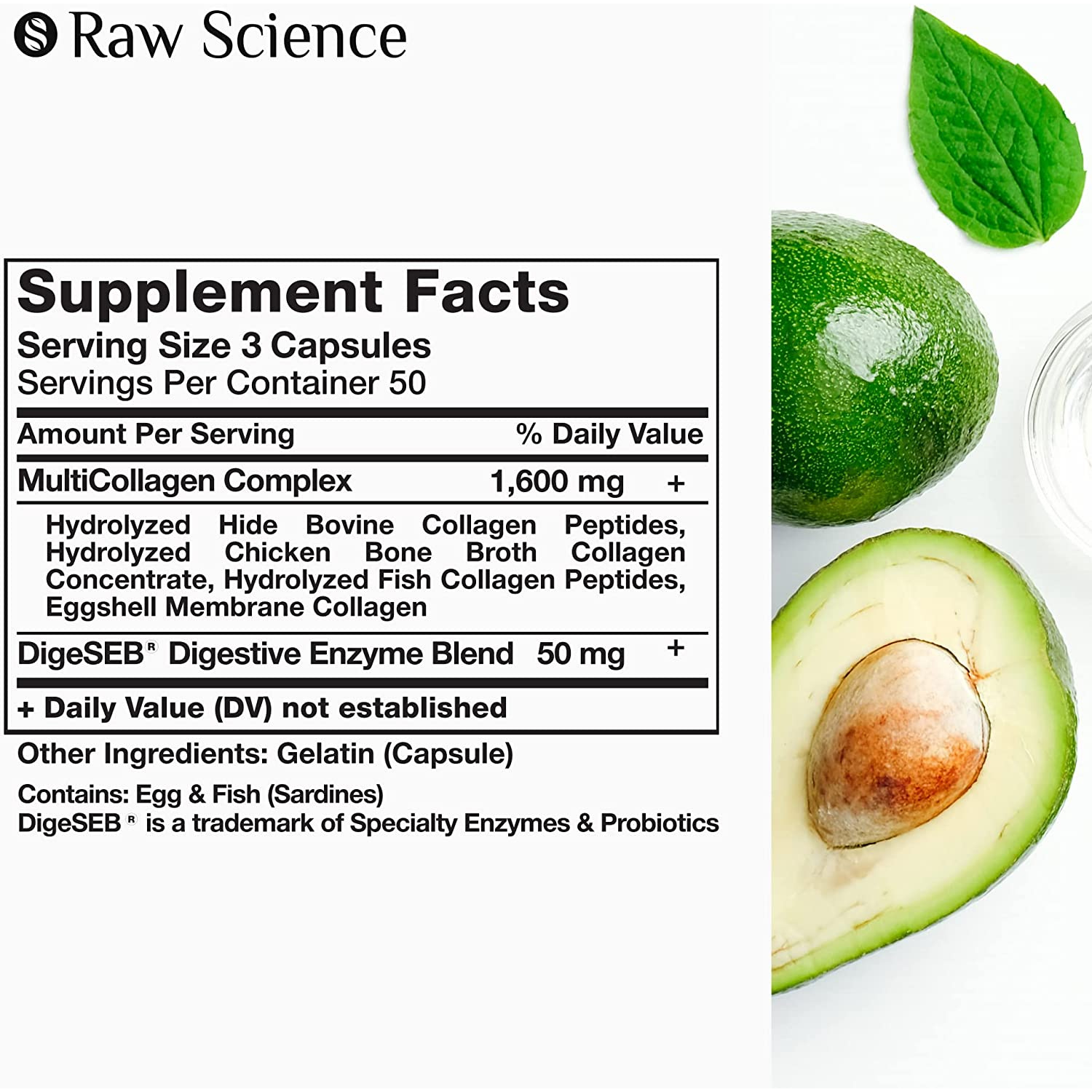 MULTI COLAGENO 3200 MG 150 CAPSULAS SIN GMO RAW SCIENCE