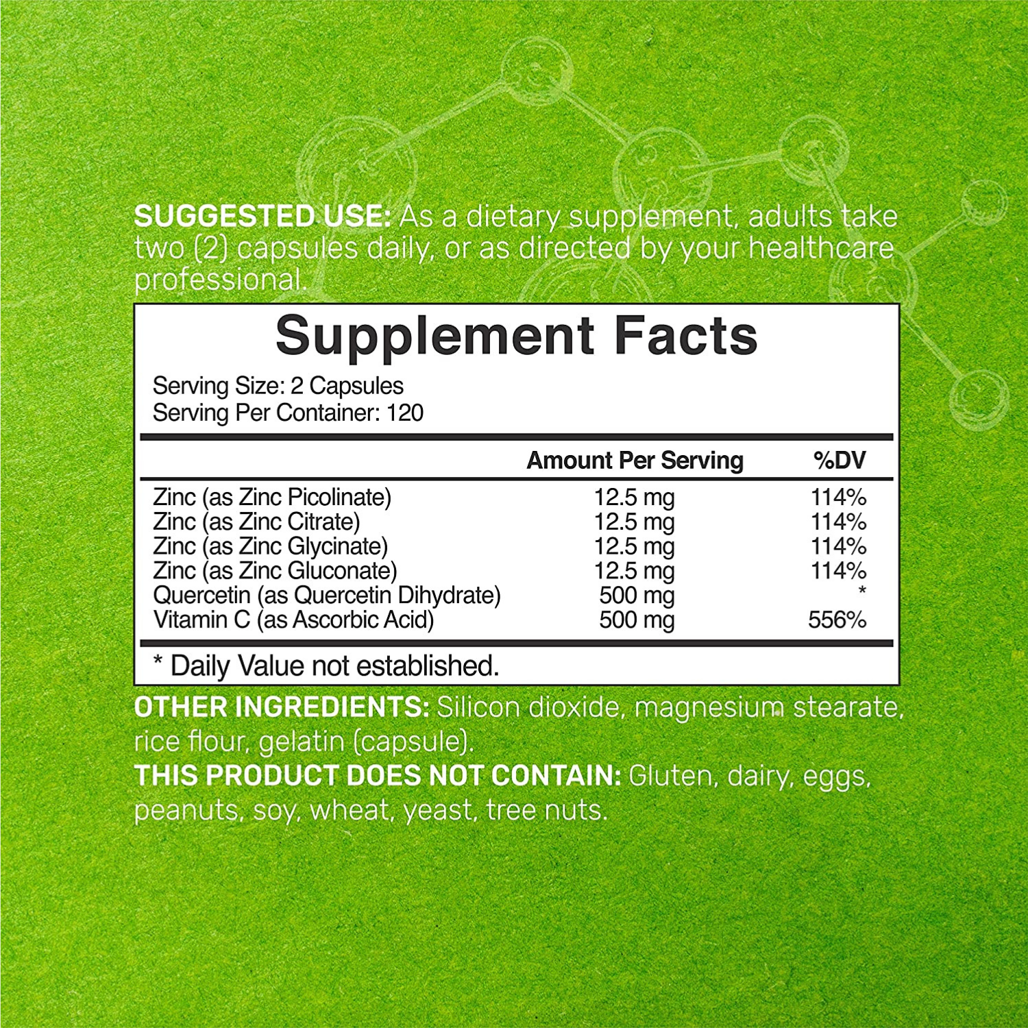 ZINC QUERCETINA CON VITAMINA C COMPLEX 1050 MG 240 CAPSULAS DEAL