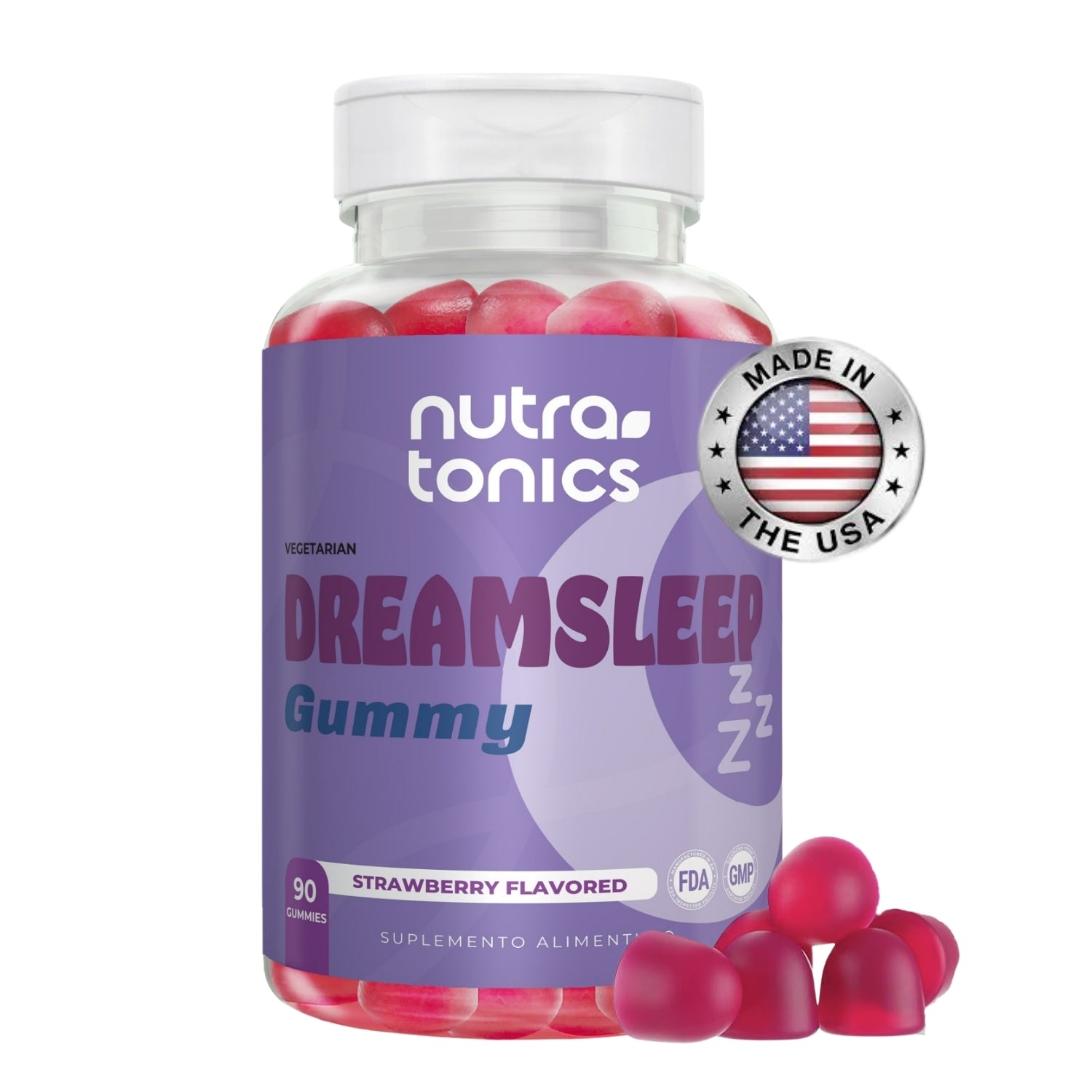 MELATONINA 5 MG DREAMSLEEP 90 GOMITAS NUTRATONICS VEGANO, NO GMO, SIN GLUTEN