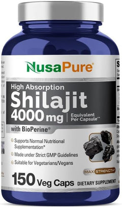 SHILAJIT NUSAPURE 4000 MG 150 CAPSULAS SIN GMO VEGANO