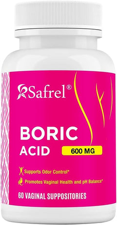 ÁCIDO BÓRICO 600 MG 60 SUPOSITORIOS VAGINALES NO GMO VEGANO SAFREL