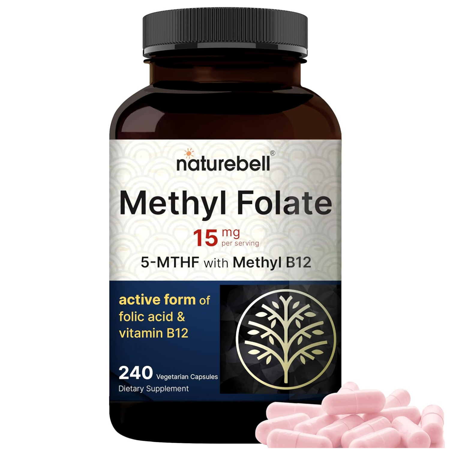 METHYL FOLATE FOLATO DE METILO 15 MG 240 CAPSULAS NATUREBELL