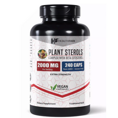 ESTEROLES VEGETALES CON BETA SISTOTEROL 2000 MG HEALTHFARE 240 CAPSULAS VEGANO NO GMO PLANT STEROLS