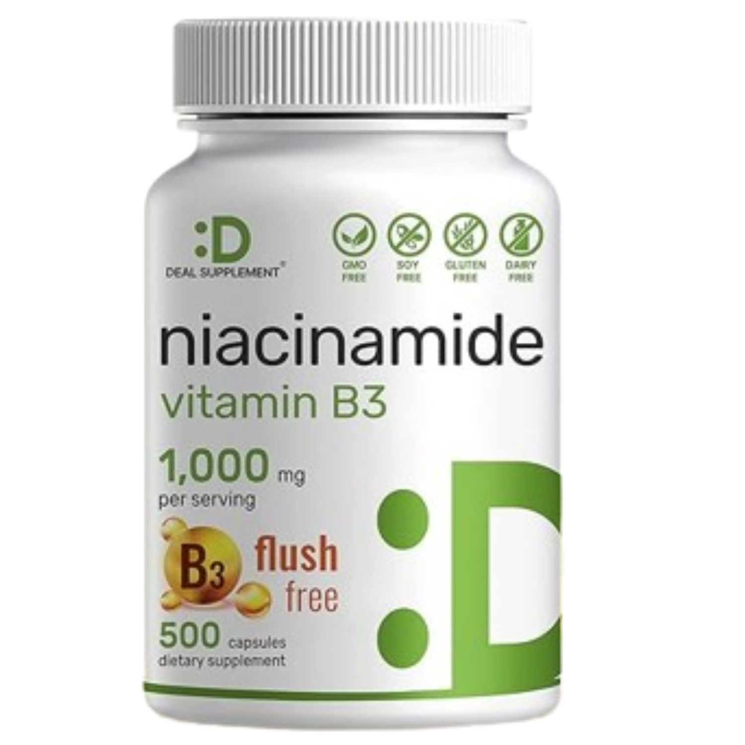 NIACINAMIDA CON VITAMINA B3 DEAL 1000 MG 500 CAPSULAS SIN GMO