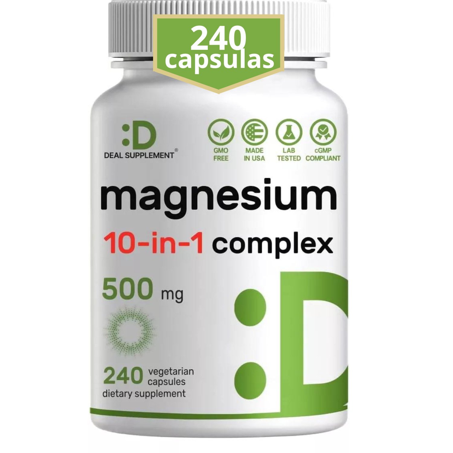 MAGNESIO COMPLEJO 10 EN 1 DEAL  500 MG 240 CAPSULAS SIN GMO