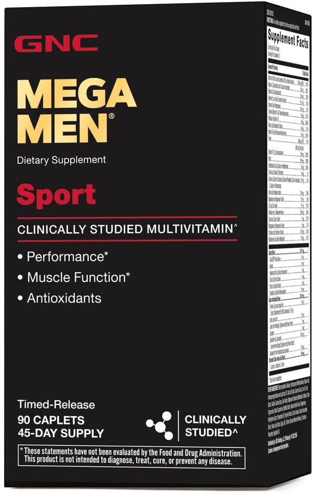 MEGA MEN SPORT MULTIVITAMÍNICO 4,065 MCG 90 TABLETAS VEGANO GNC