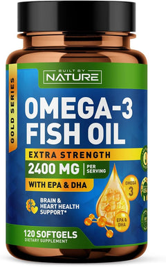 OMEGA 3 FISH OIL 2400 MG 120 CAPSULAS BLANDAS BUILT BY NATURE NO GMO