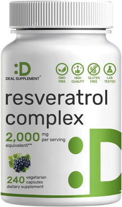 RESVERATROL COMPLEX 2000 MG DEAL 240 CAPSULAS VEGETALES NO GMO