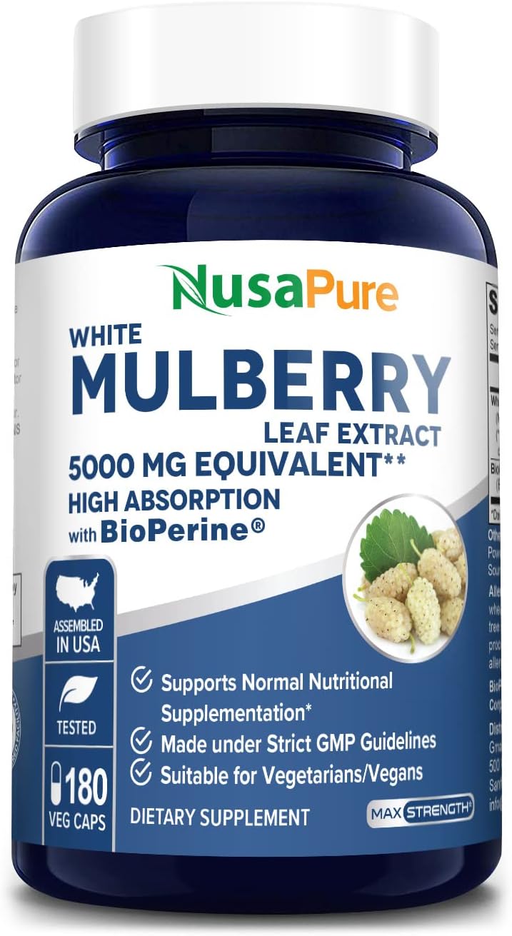 MULBERRY NUSAPURE 5000 MG CON BIOPERINA 2.5 MG 180 CAPSULAS VEGETALES