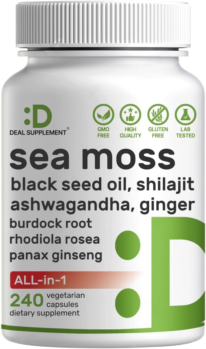 SEA MOSS MUSGO MARINO COMPLEX 14 EN 1 DEAL 20,000 MG 240 CAPSULAS VEGANO NO GMO