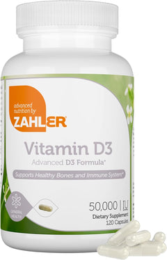 VITAMINA D3 50000 IU 120 CAPSULAS SIN GMO ZAHLER