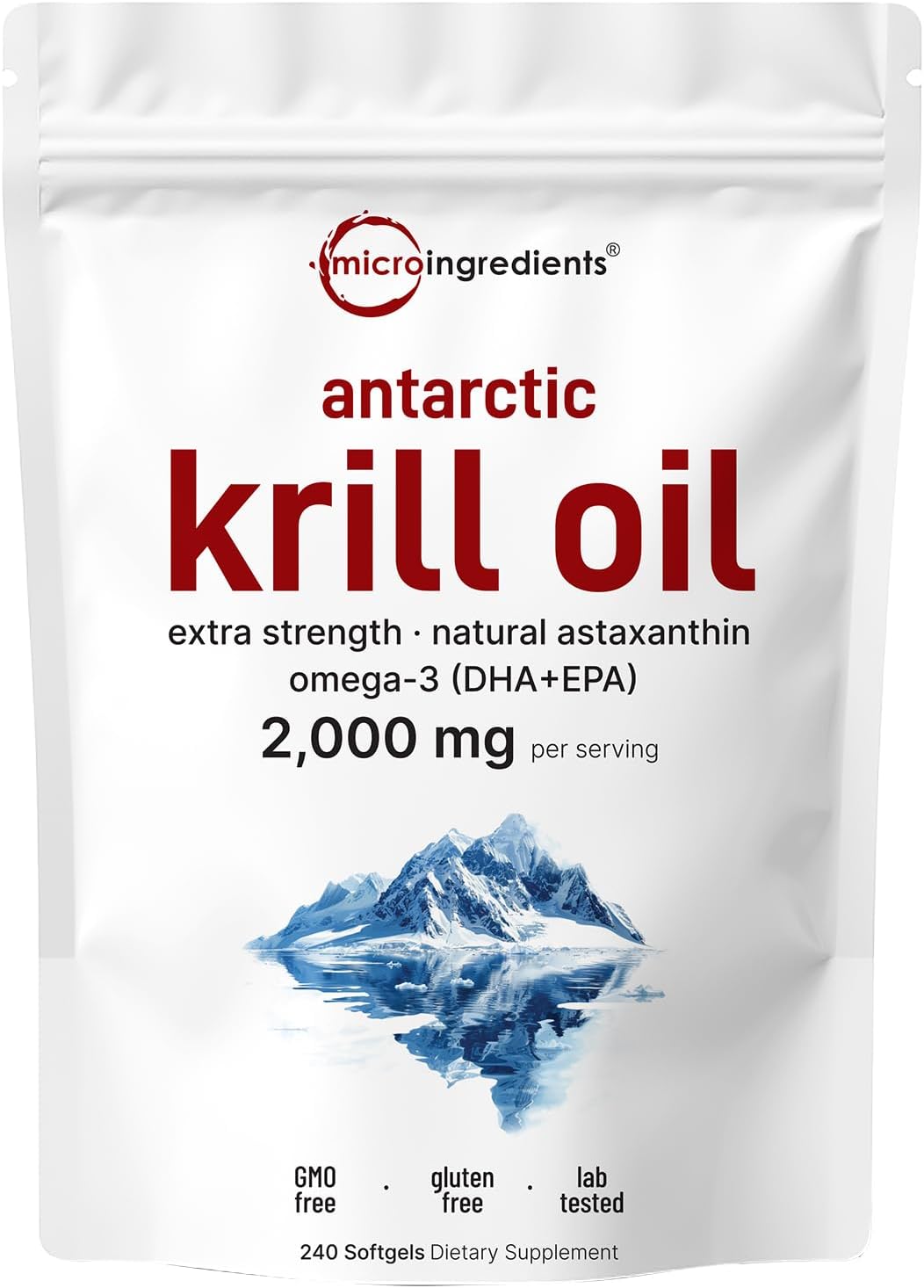 ANTARTIC KRILL OIL 2,000 MG MICROINGREDIENTS 240 CÁPSULAS BLANDAS NO GMO