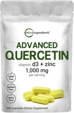 QUERCETINA  1000 MG + VITAMINA D3 (COLECALCIFEROL) 5000 UI + ZINC 50 MG 240 CAPSULAS SIN GMO QUERCETIN MICROINGREDIENTS