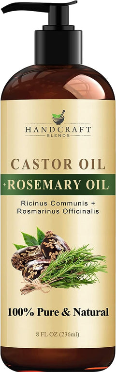 ACEITE DE RICINO CON ACEITE DE ROMERO 236 ML CASTOR OIL ROSEMARY OIL PURO HANDCRAFT