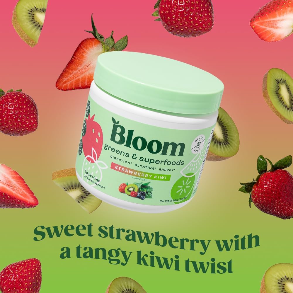 GREENS & SUPER FOOD POLVO SABOR STRABERRY KIWI 3,621 MG 180GR BLOOM