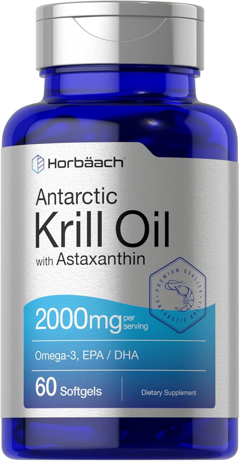KRILL OIL ANTARTIC + ASTAXANTINA HORBAACH 2000 MG 60 CAPSULAS BLANDAS NO GMO SIN GLUTEN