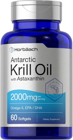 KRILL OIL ANTARTIC + ASTAXANTINA HORBAACH 2000 MG 60 CAPSULAS BLANDAS NO GMO SIN GLUTEN