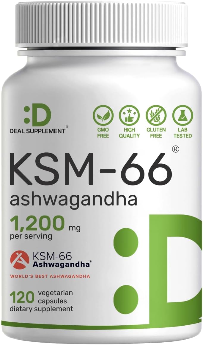 ASHWAGANDHA KSM-66 1200 MG DEAL 120 CAPSULAS VEGETALES NO GMO VEGANO