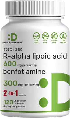 ACIDO ALFA LIPOICO DEAL 600 MG + BENFOTIAMINA 300 MG 120 CAPSULAS SIN GMO VEGANO