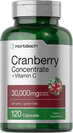 ARANDANO ROJO HORBAACH 30000 MG CON VITAMINA C 200 MG 120 CAPSULAS SIN GMO CRANBERRY