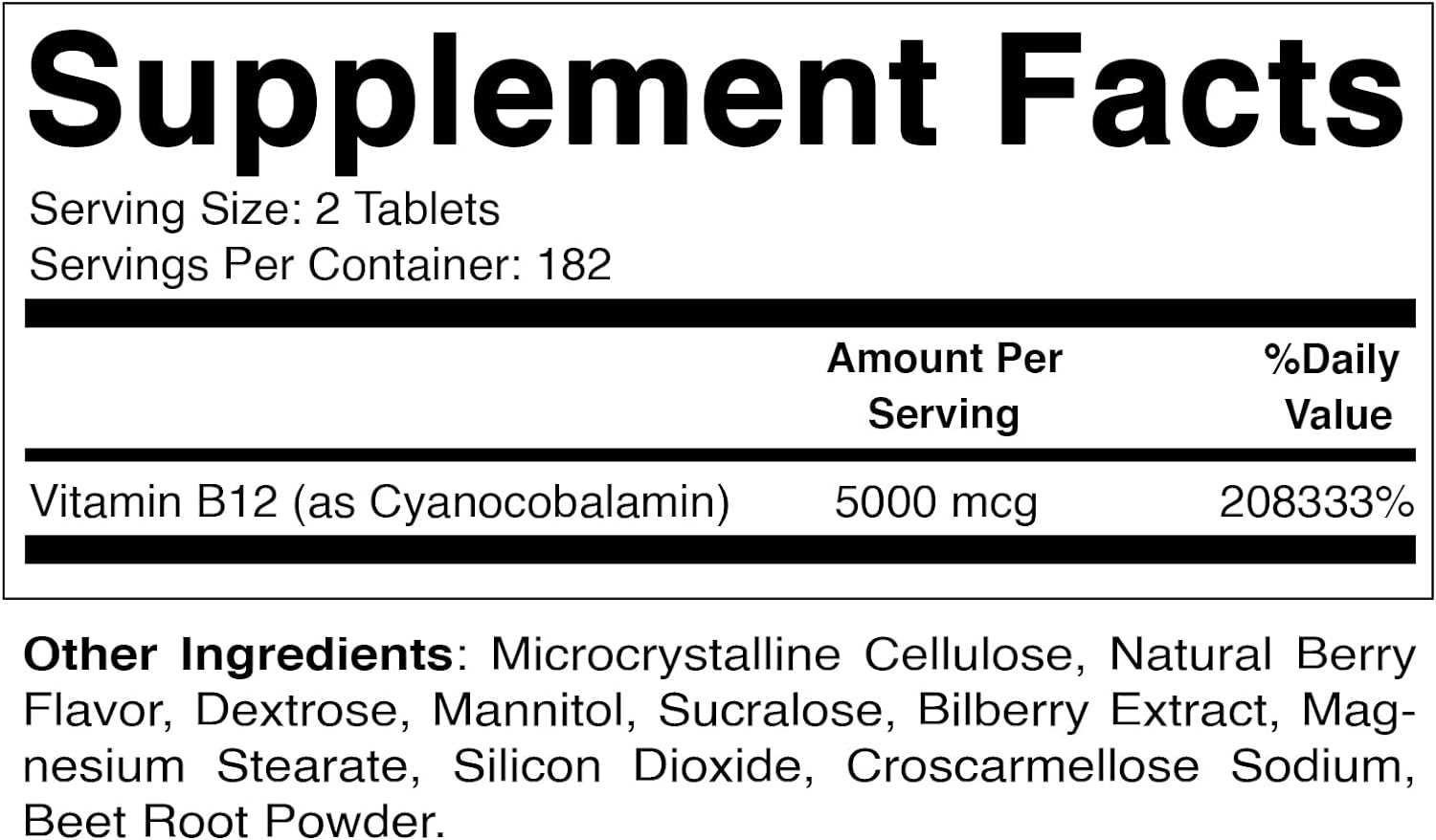 VITAMINA B12 5000 MCG 365 TABLETAS SUBLINGUALES SIN GMO VITAMATIC