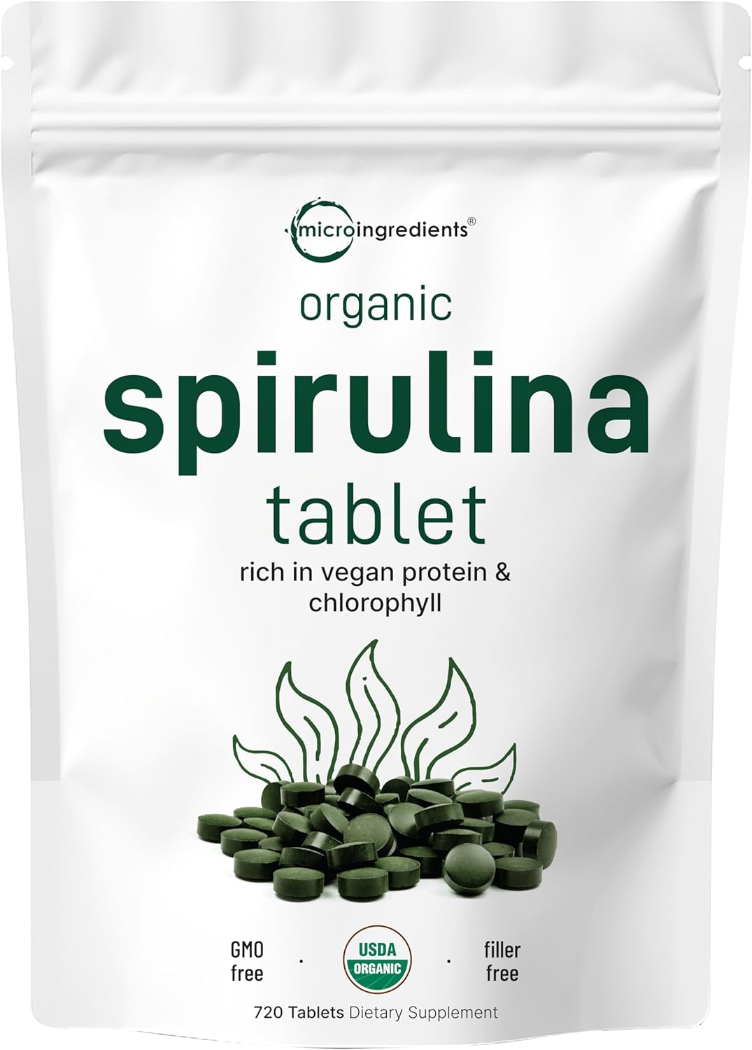 ESPIRULINA ALGAS ORGANICAS MICROINGREDIENTS 3000 MG 720 TABLETAS