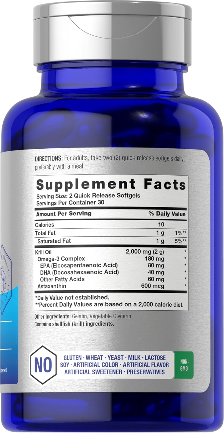 KRILL OIL ANTARTIC + ASTAXANTINA HORBAACH 2000 MG 60 CAPSULAS BLANDAS NO GMO SIN GLUTEN