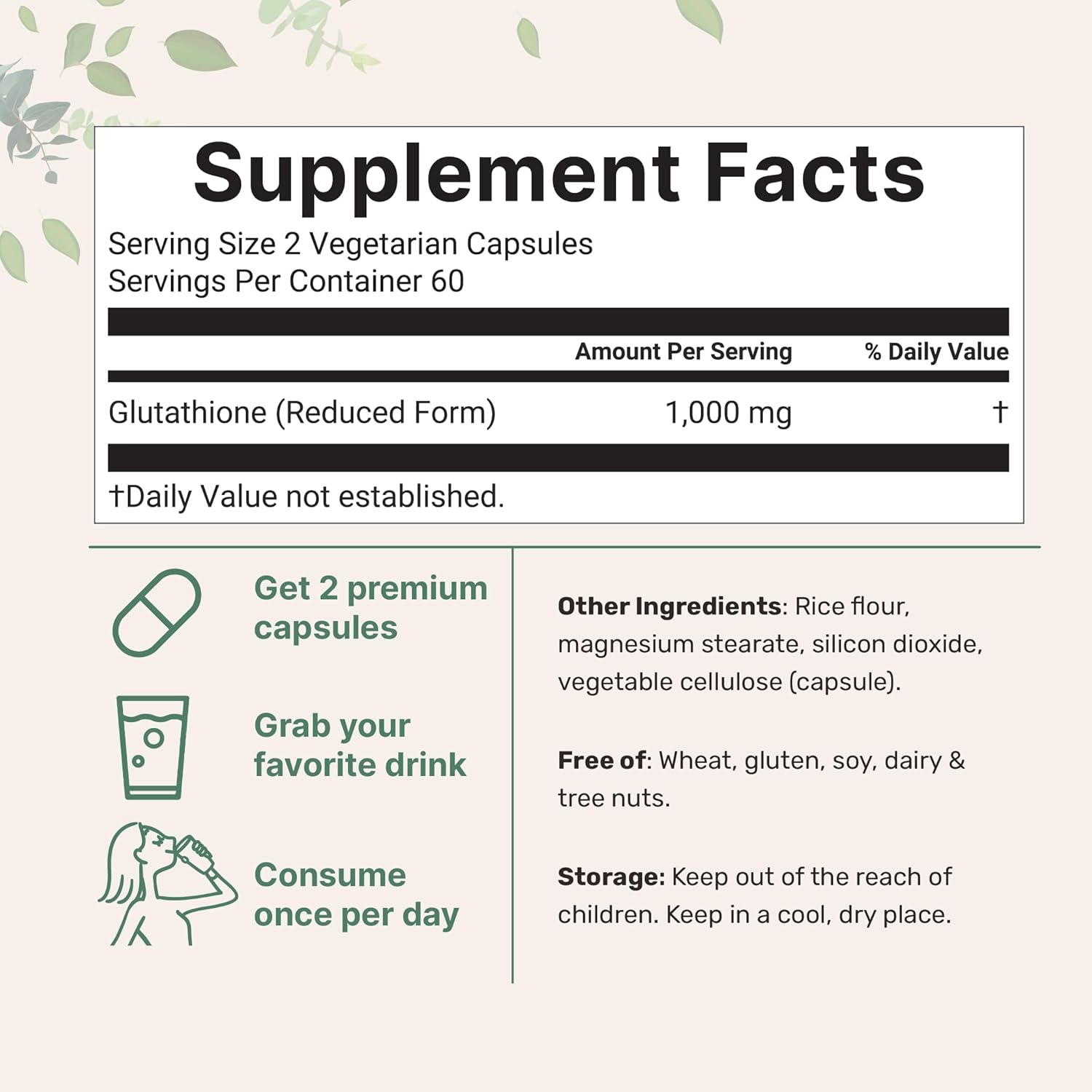 GLUTATION 1000 MG MICROINGREDIENTS 120 CAPSULAS NO GMO VEGANO