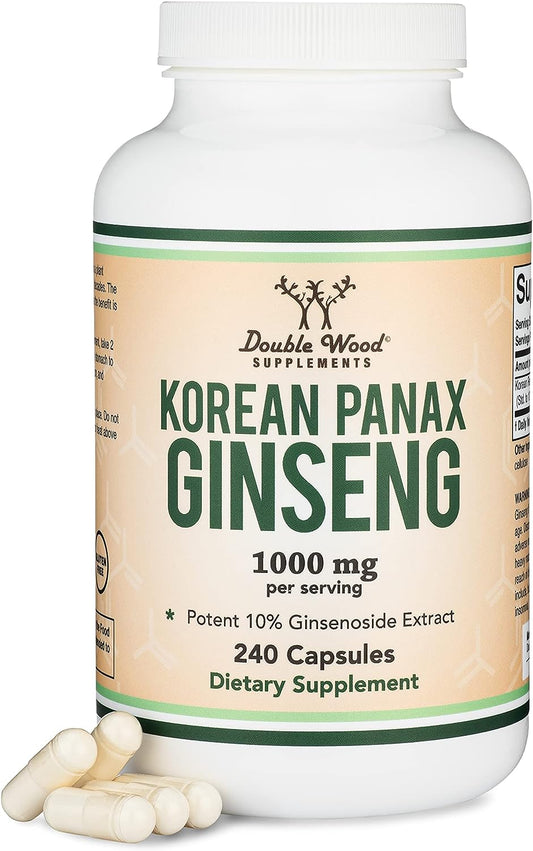 GINSENG COREANO 1000 MG 240 CAPSULAS DOUBLE WOOD  SUPPLEMENTS