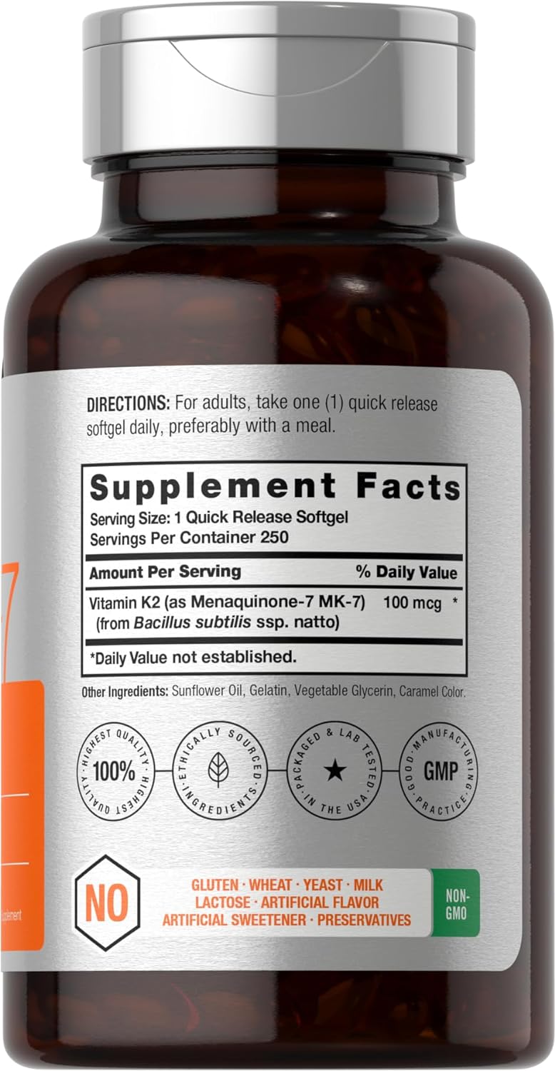 VITAMINA K2 MK7 100 MCG 250 CAPSULAS BLANDAS SIN GMO HORBAACH