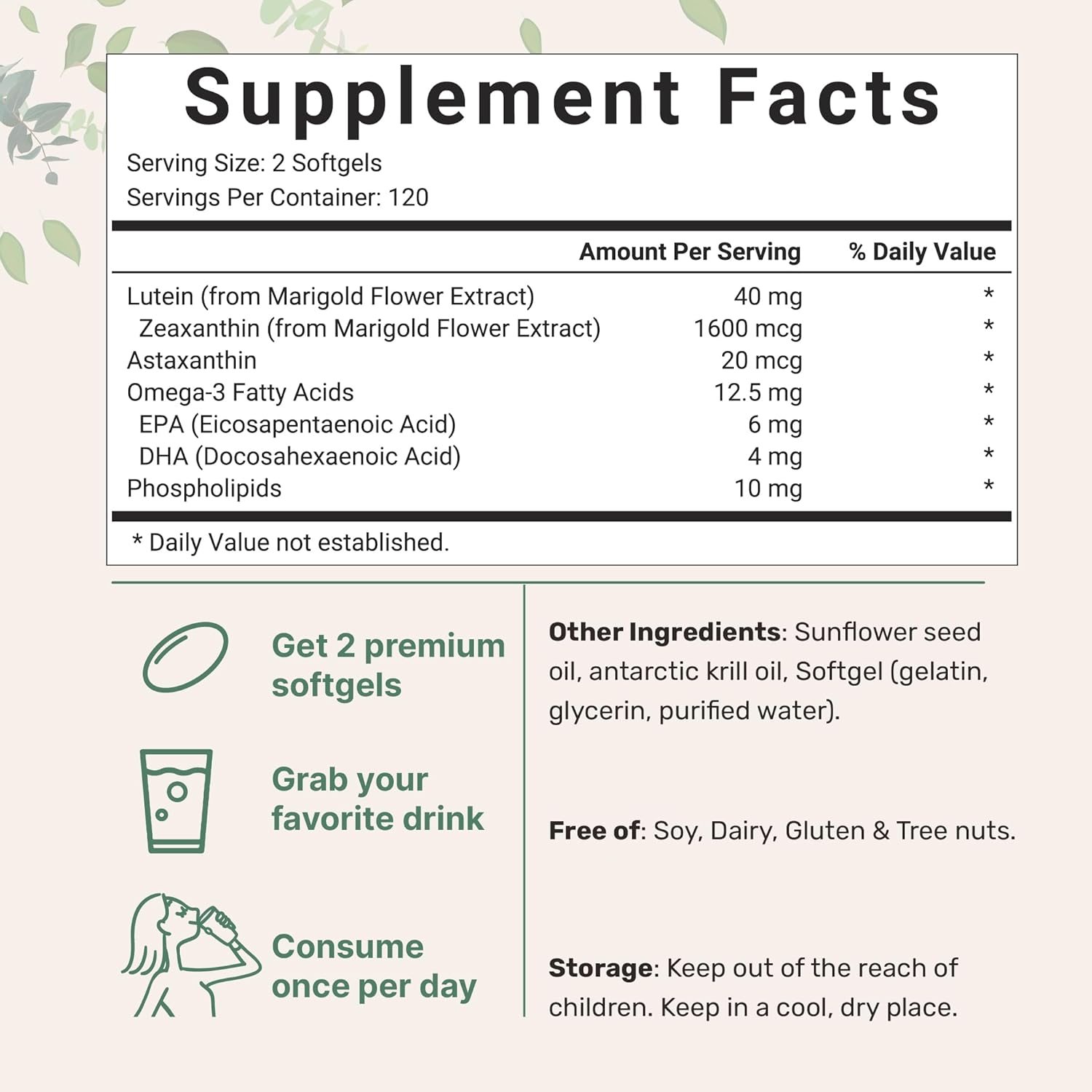 LUTEINA CON ZEAXANTINA MICROINGREDIENTS 40 MG EPA 6 MG Y DHA 4 MG 240 CAPSULAS BLANDAS SIN GMO