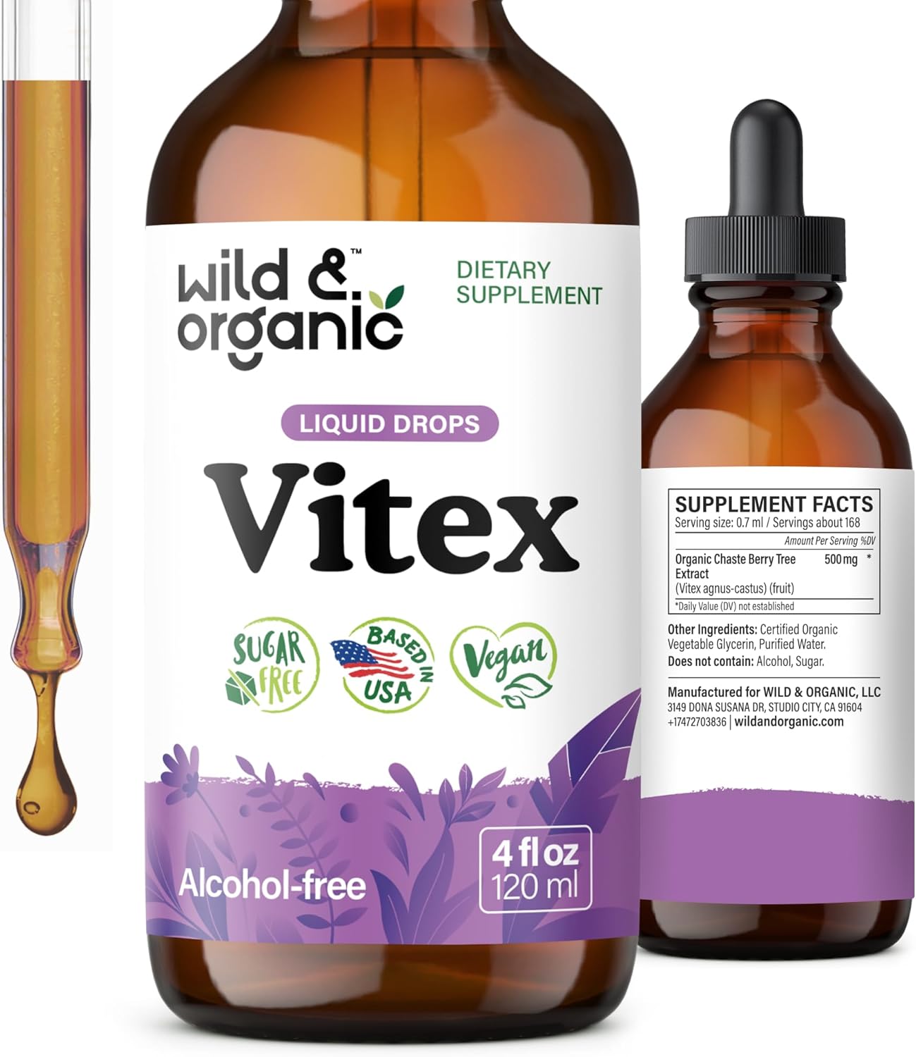 VITEX 500 MG WILD ORGANIC 4FLOZ LIQUIDO VEGANO NO GMO