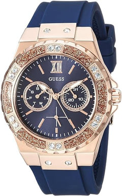 GUESS Women's Stainless Steel-Stain Resistant Silicone Watch with Day - Date Functions