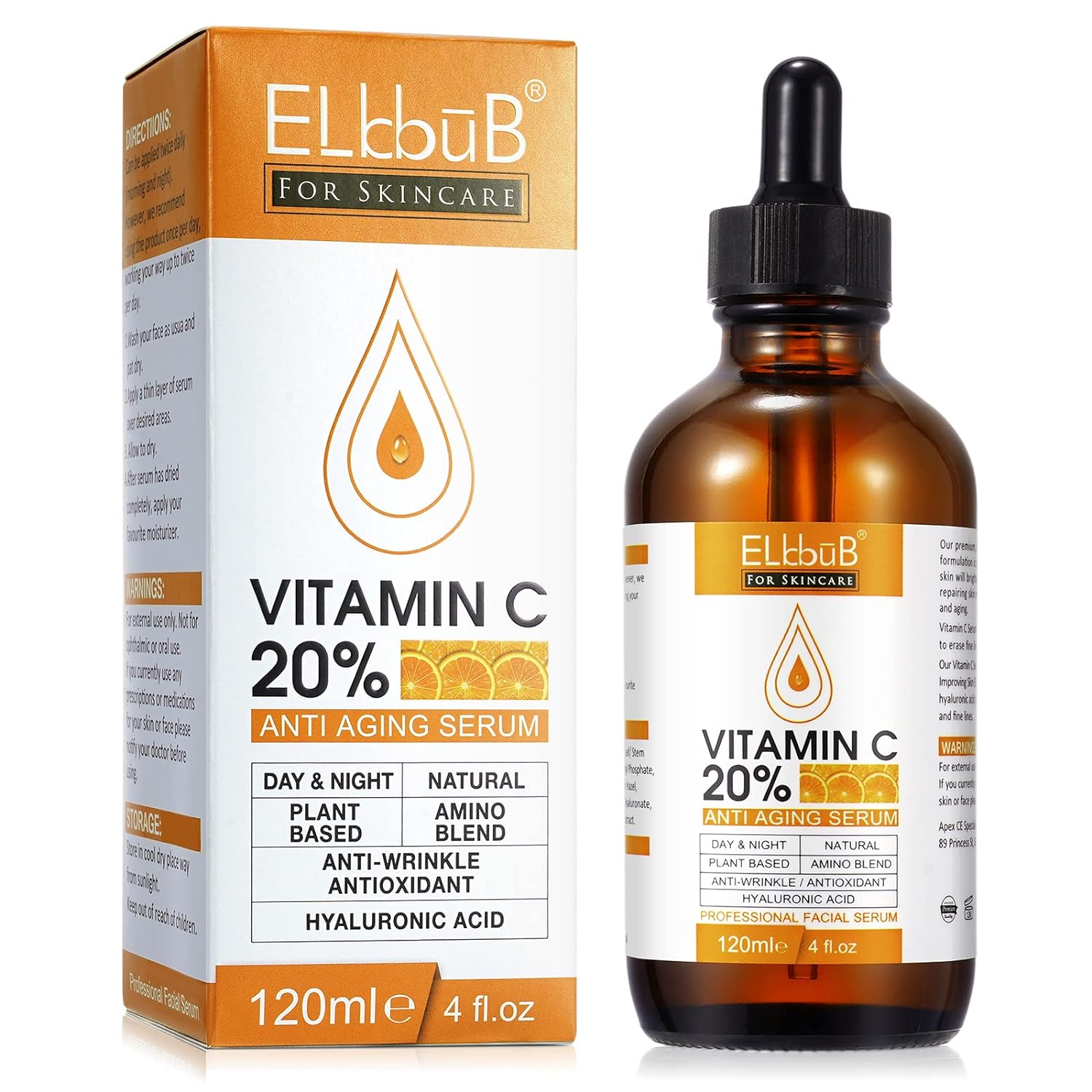 SUERO DE VITAMINA C AL 20% 120 ML GOTAS VEGANO EL BBUB VITAMIN C SERUM