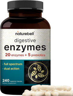 ENZIMAS DIGESTIVAS + PROBIÓTICOS NATUREBELL 400 MG 240 CÁPSULAS SIN GMO VEGANO